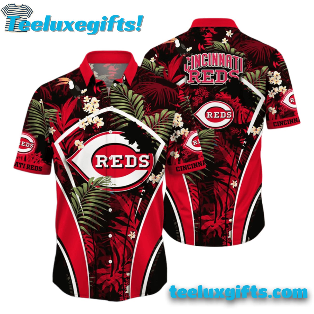 Cincinnati Reds Jungle Tropics Hawaiian Shirt, Cincinnati Reds Aloha Shirt