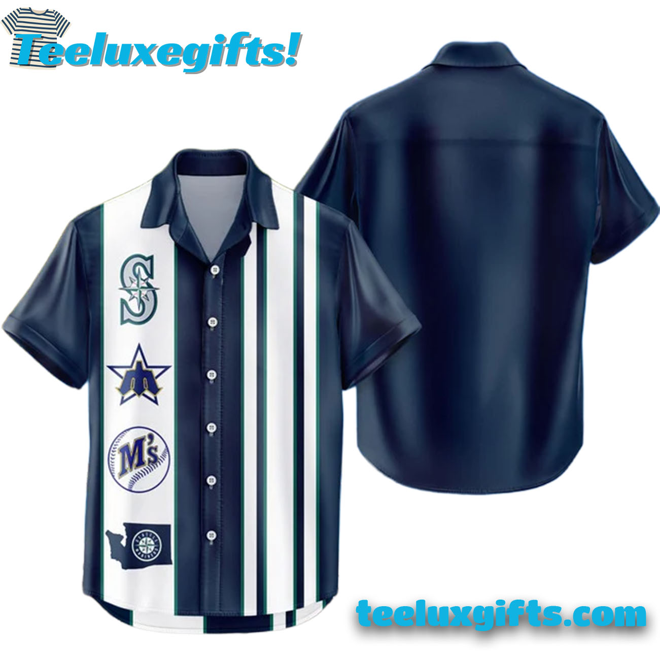 Seattle Mariners Hawaiian Shirt Classic Color Contrast, Seattle Mariners Aloha Shirt