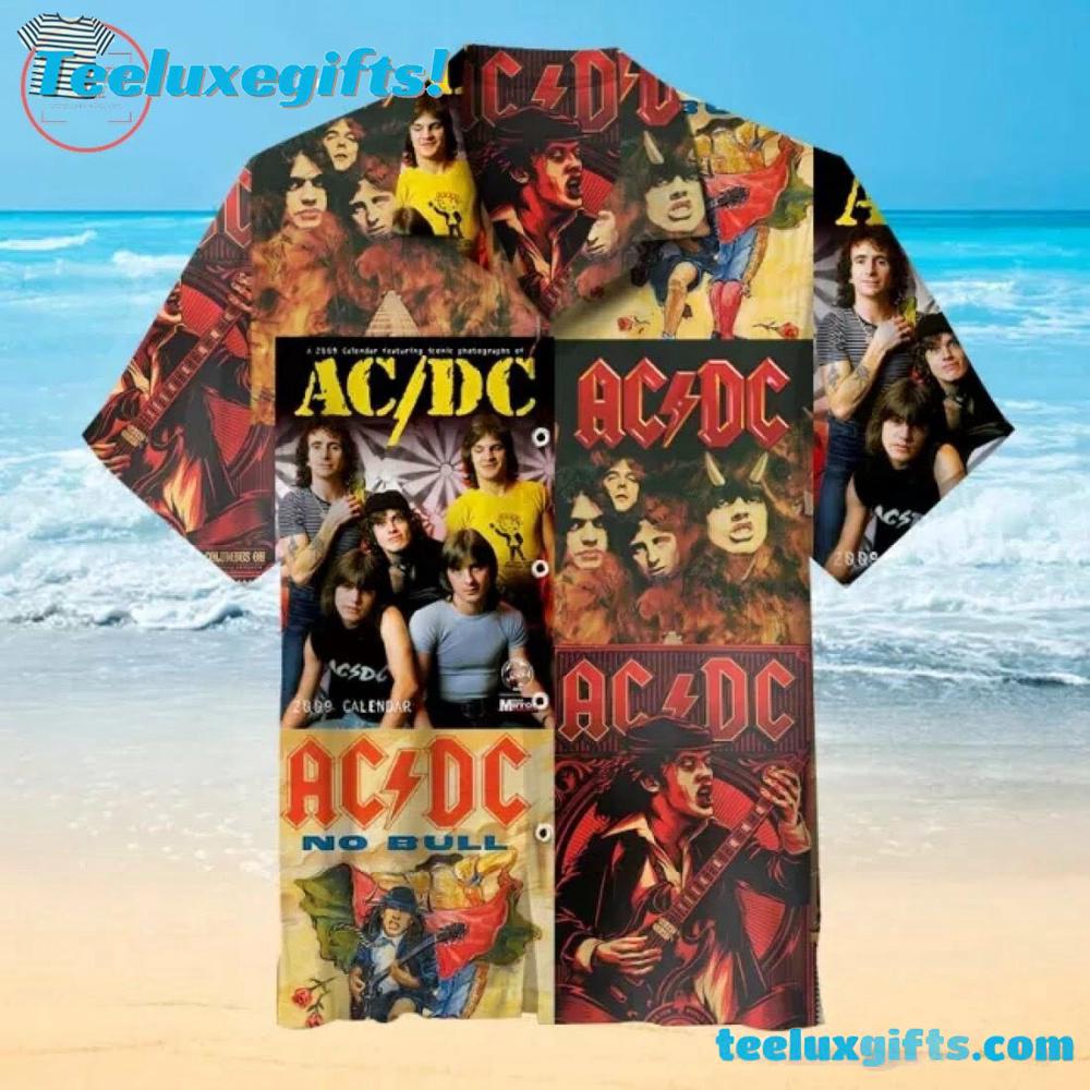 ACDC Band with Albums Summer Aloha Hawaiian Shirt