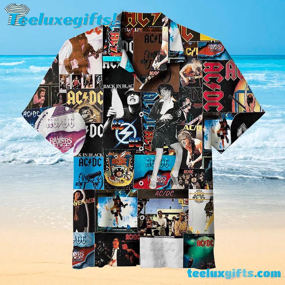 ACDC Collage Christmas Summer Aloha Hawaiian Shirt