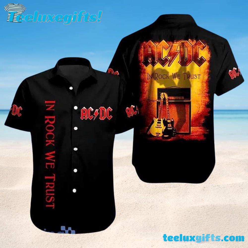 ACDC In Rock We Trust Summer Aloha Hawaiian Shirt