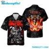 ACDC Merch Art Guitar Shape And Skull Art Summer Aloha Hawaiian Shirt