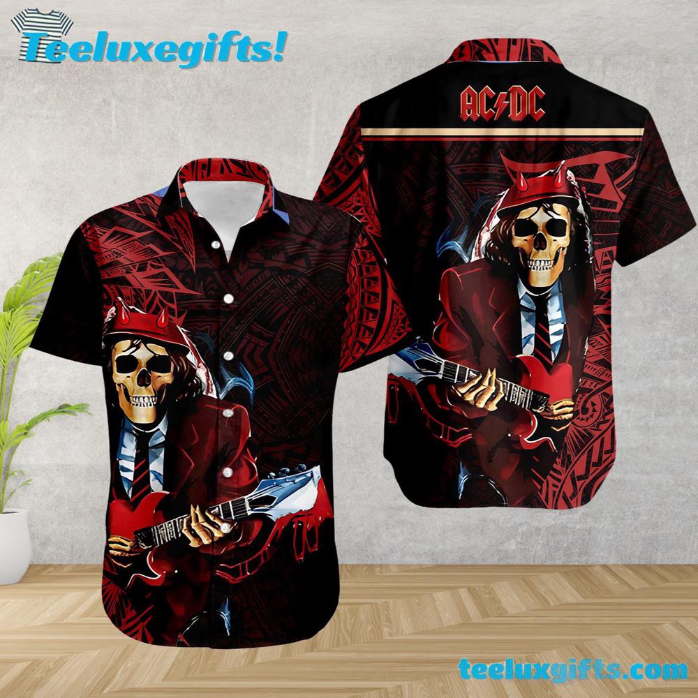 ACDC Power Up Skull Summer Aloha Hawaiian Shirt