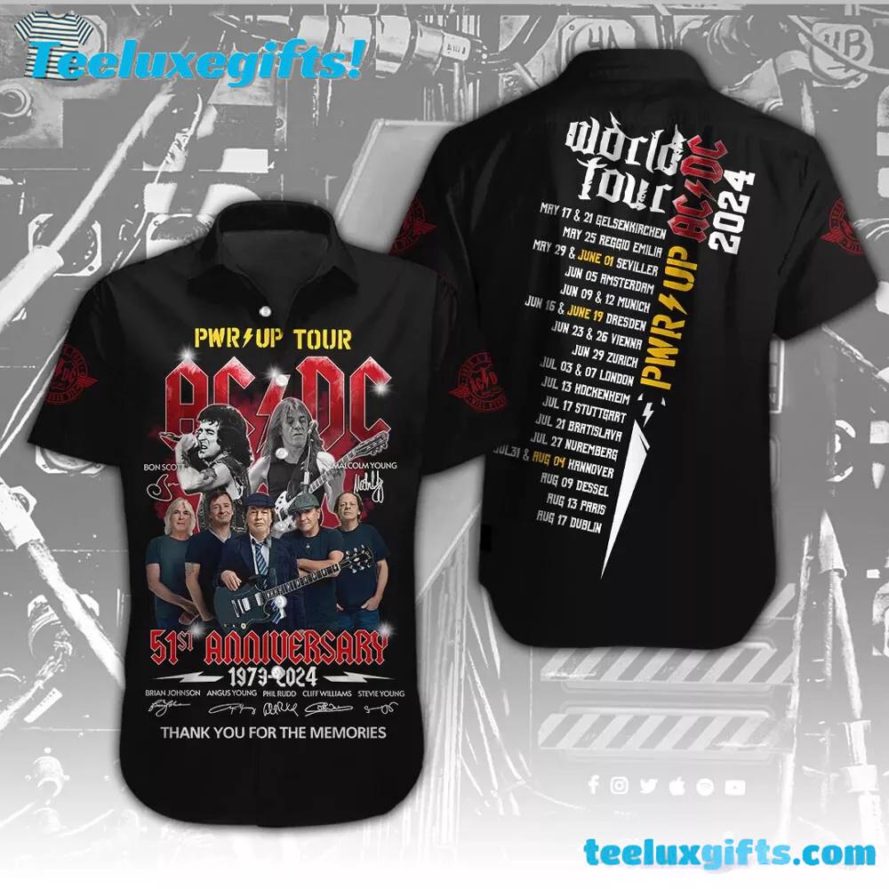 ACDC Pwr Up Tour 51st Anniversary 1973-2024 Red Summer Aloha Hawaiian Shirt