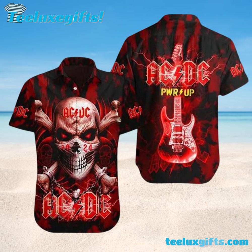 ACDC Skull Power Up Summer Aloha Hawaiian Shirt