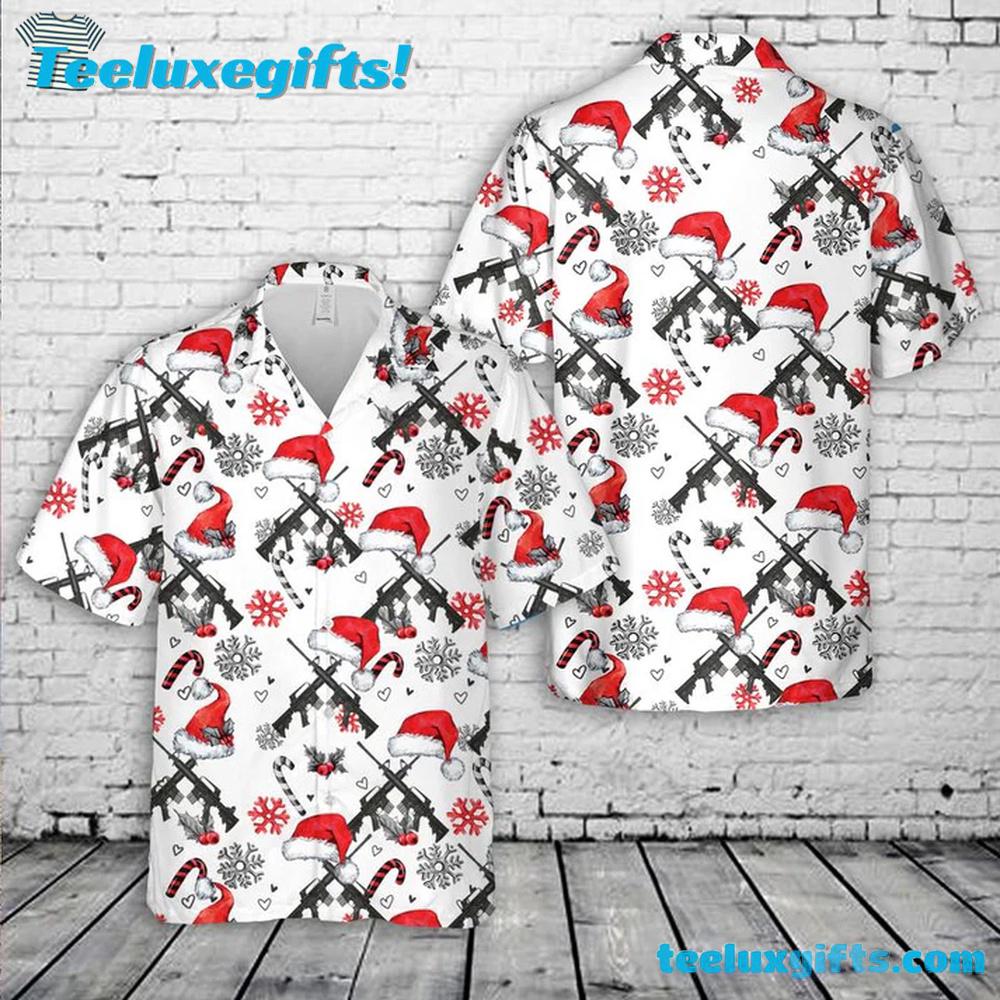 AR-15 style rifle Christmas Hawaiian Shirt