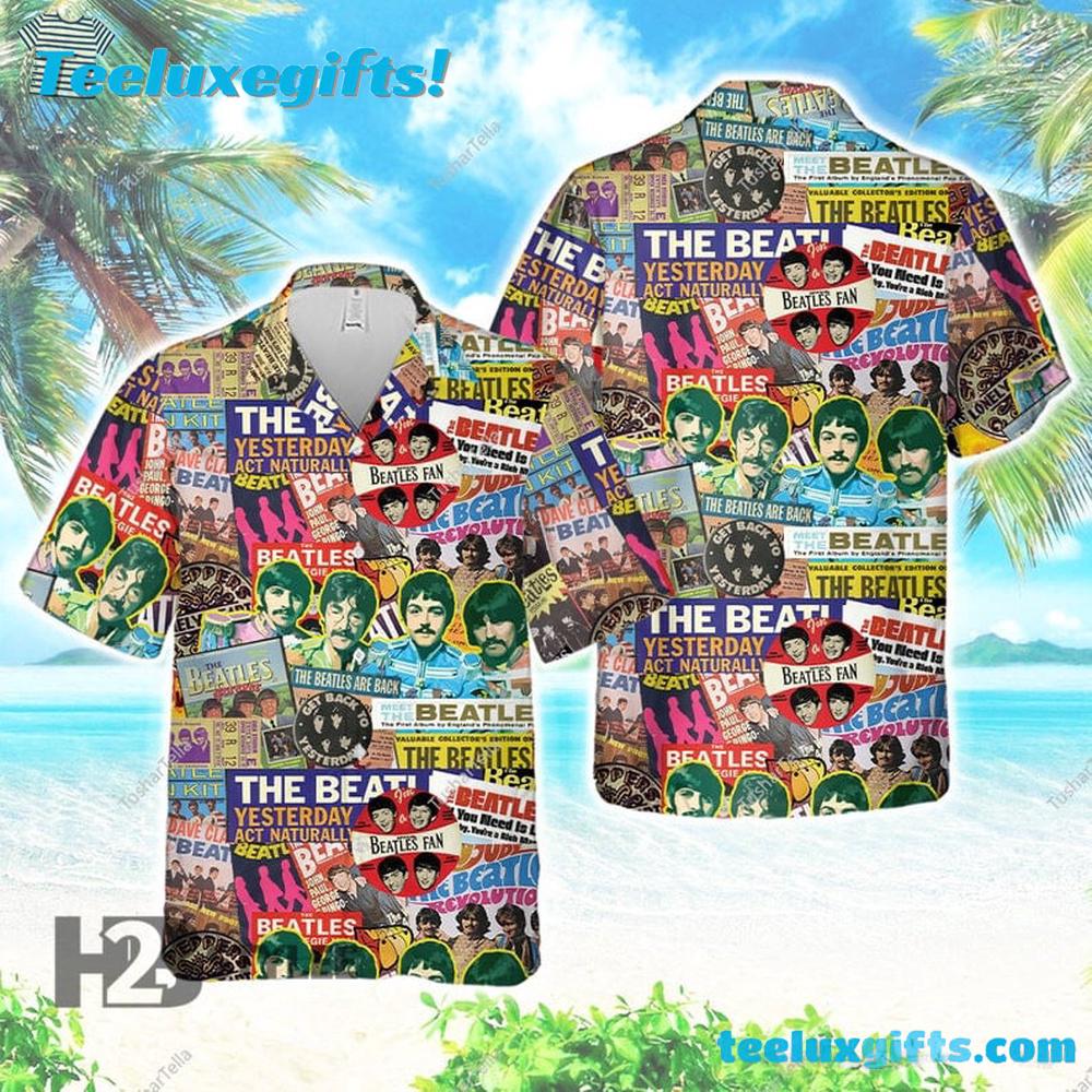 Beatles Retro Collage Hard Rock Summer Hawaiian Shirt
