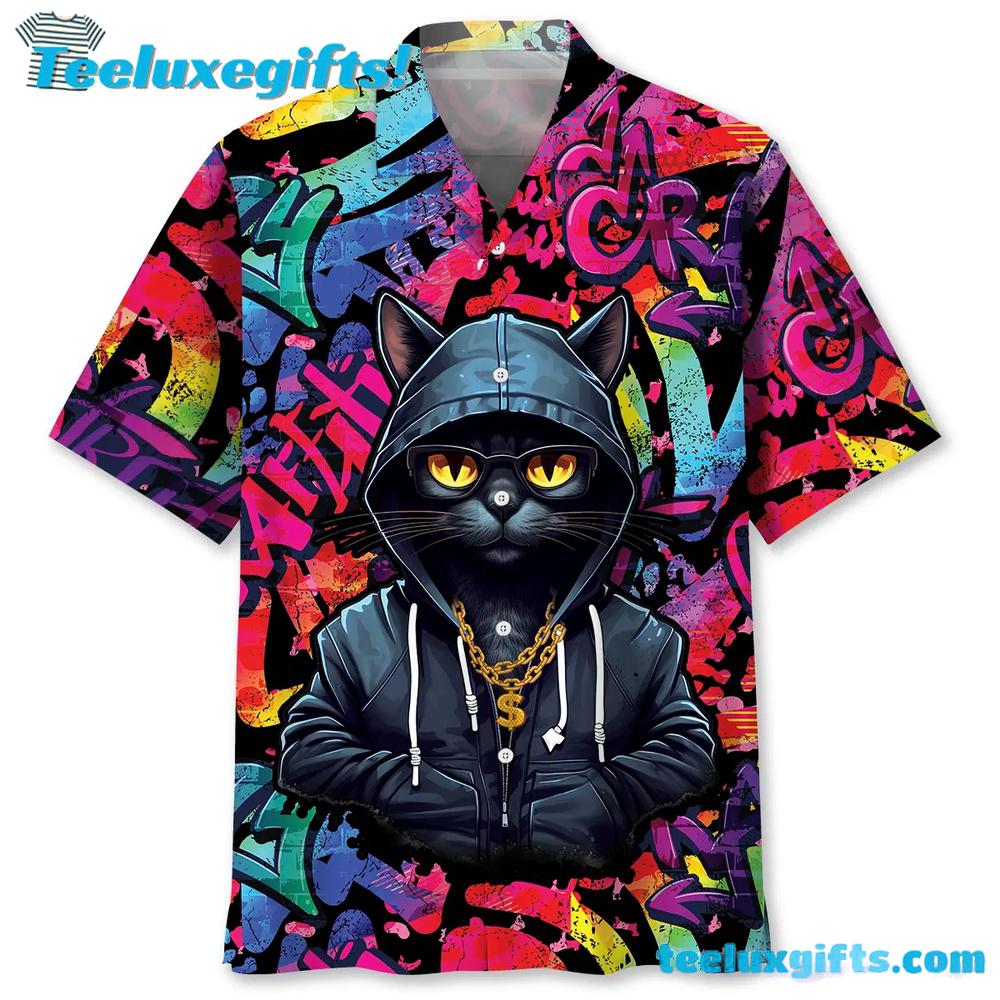 Black Cat Color Hawaiian Shirt
