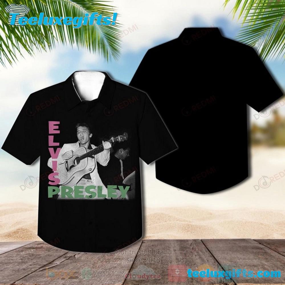 Black Elvis Presley Guitar Summer Aloha Hawaiian Shirt