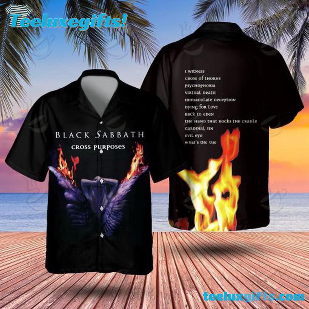 Black Sabbath Cross Purposes Fire & Wings Hawaiian Shirt