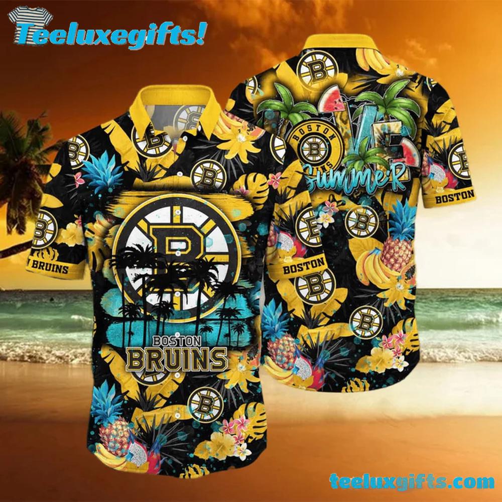 Boston Bruins Tropical Fruit Pattern Hawaiian Shirt Boston Bruins Tropical Fruit Pattern Hawaiian Shirt