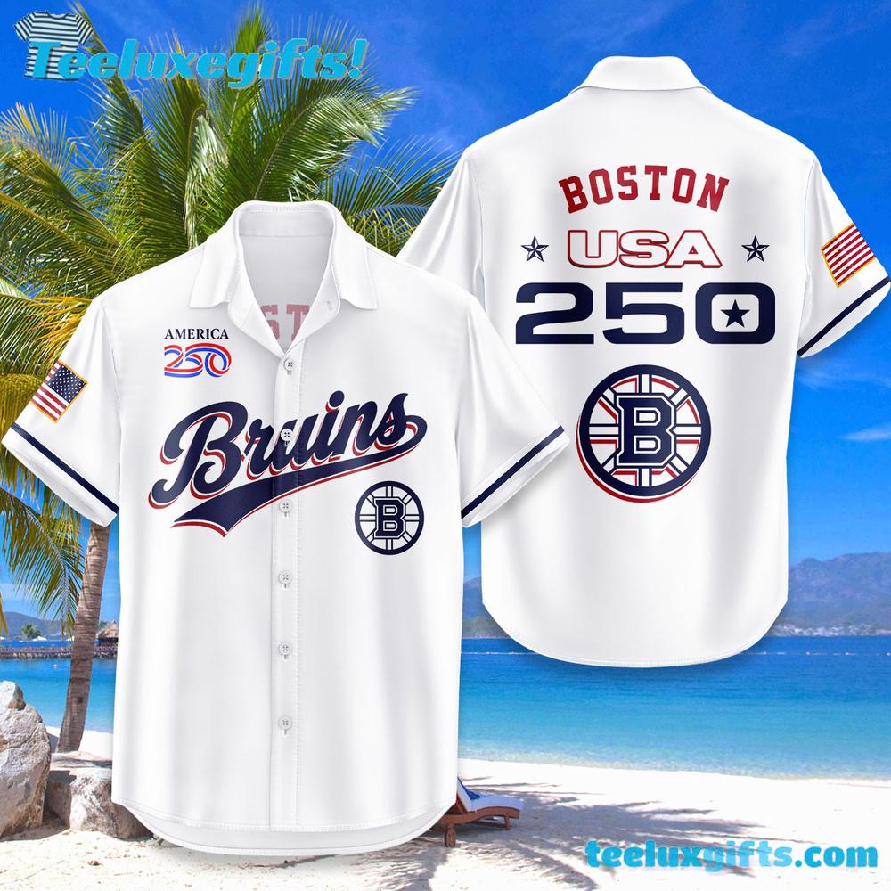 Boston Bruins USA Flag 250 Years Of Freedom Hawaiian Shirt