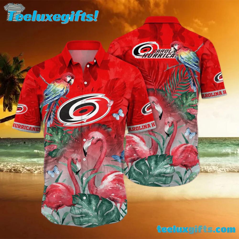 Carolina Hurricanes Pink Flamingo Hawaiian Shirt Carolina Hurricanes Pink Flamingo Hawaiian Shirt
