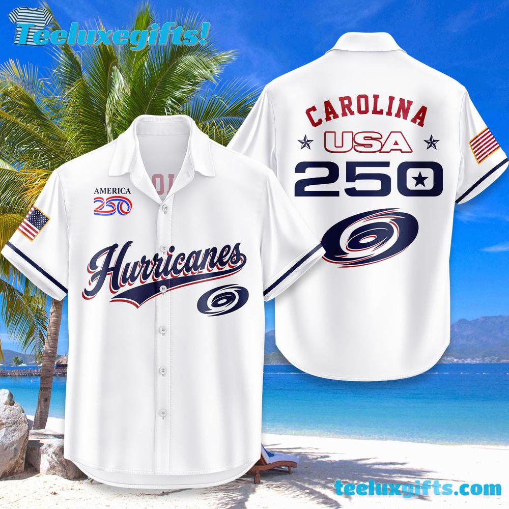 Carolina Hurricanes USA Flag 250 Years Of Freedom Hawaiian Shirt