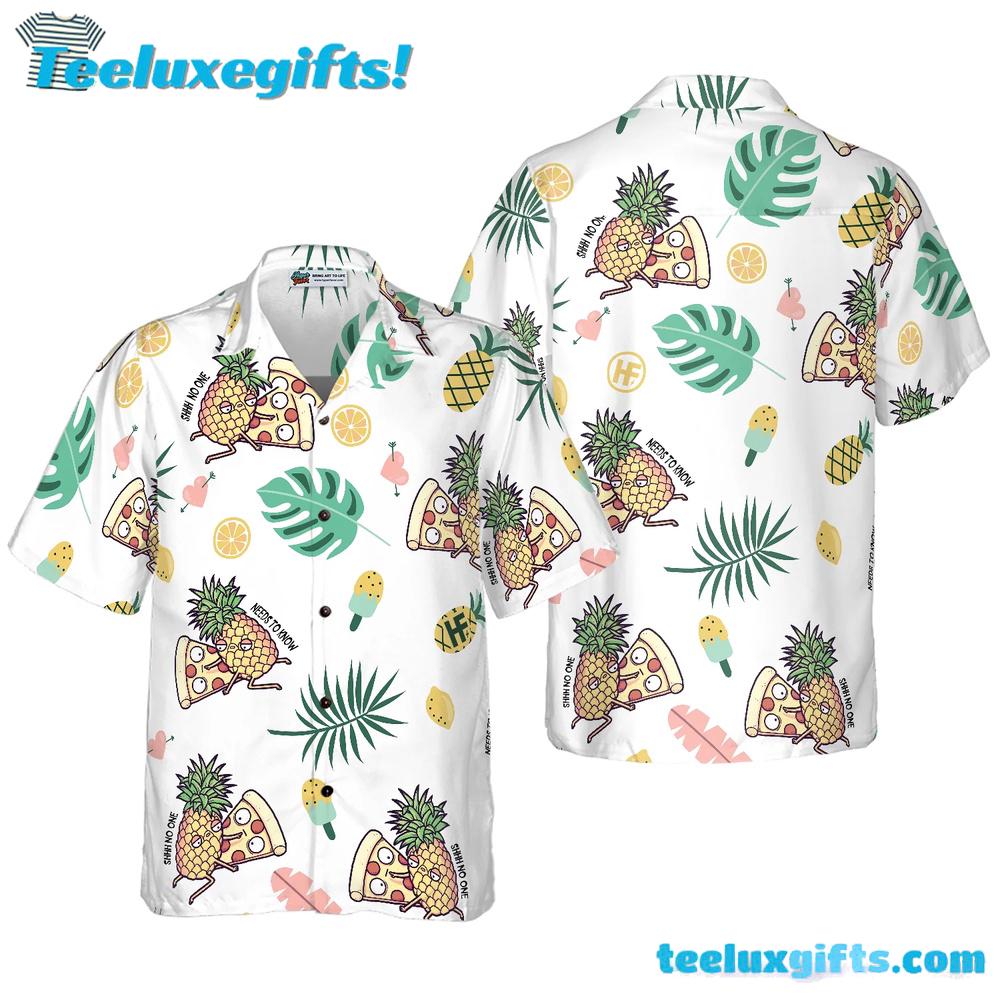 Cartoon Pizza Pineapple Hawaiian Shirt
