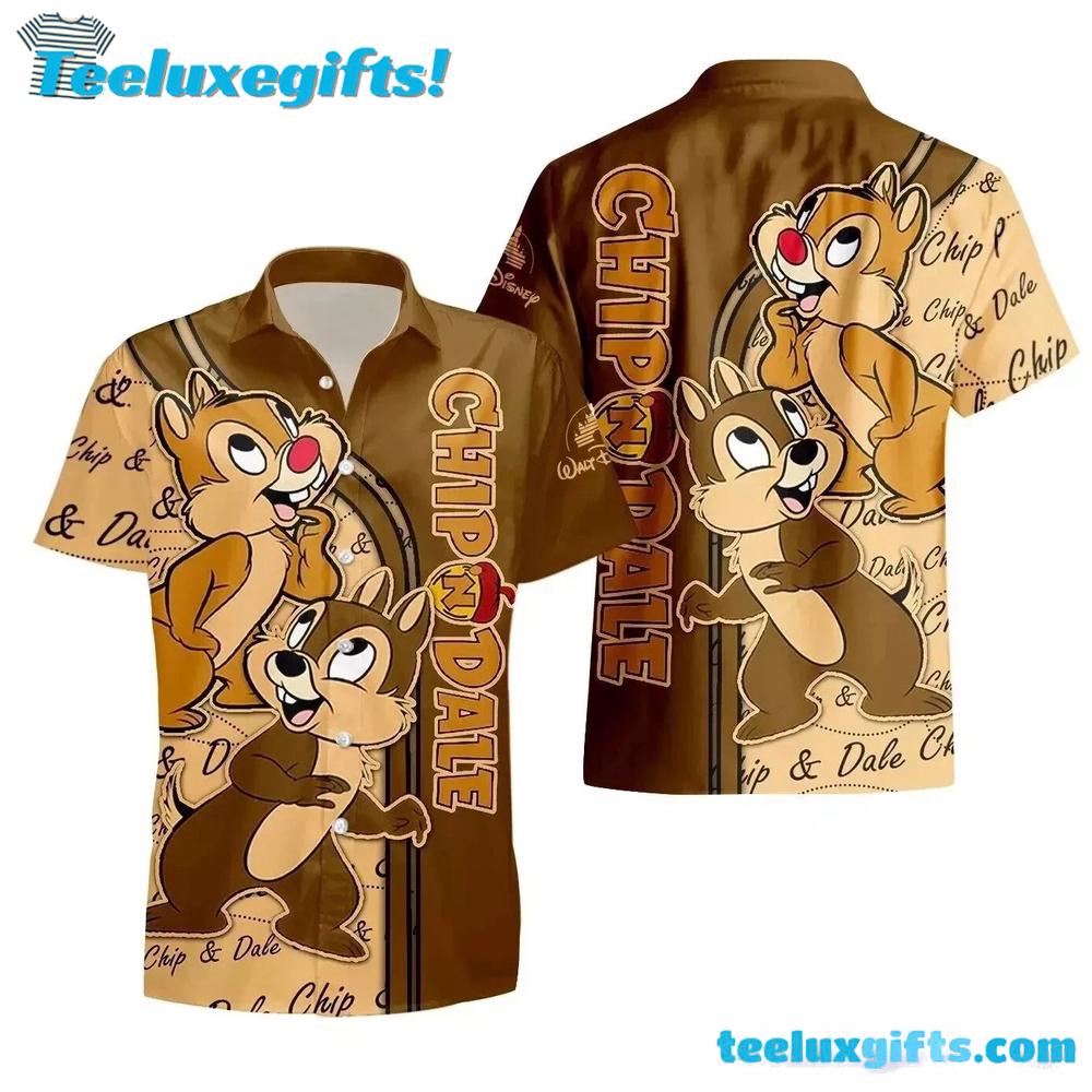 Chip And Dale 3D Hawaiian Button Down Shirt Chip And Dale 3D Hawaiian Button Down Shirt