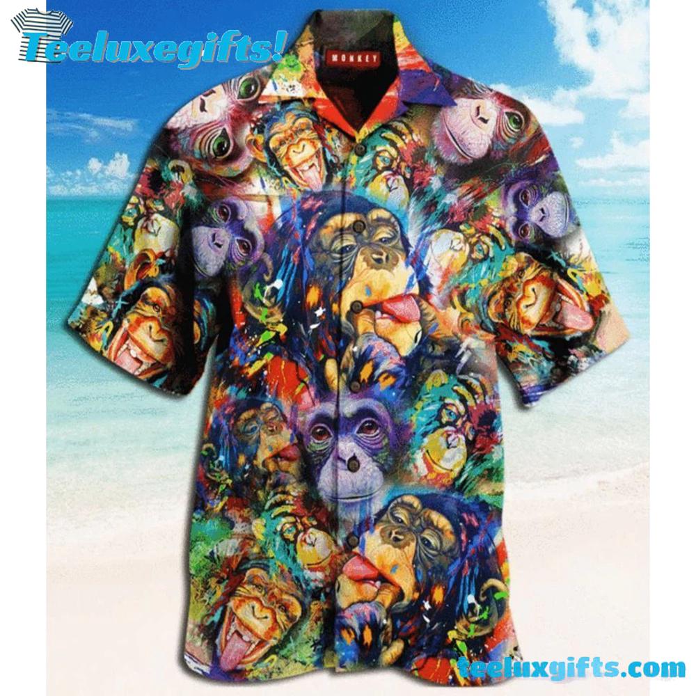 Colorful Art Gorillas Monkey Hawaiian Shirt