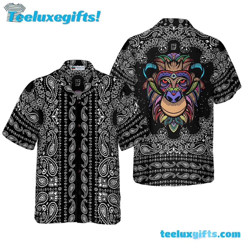 Colorful Monkey With Paisley Pattern Hawaiian Shirt