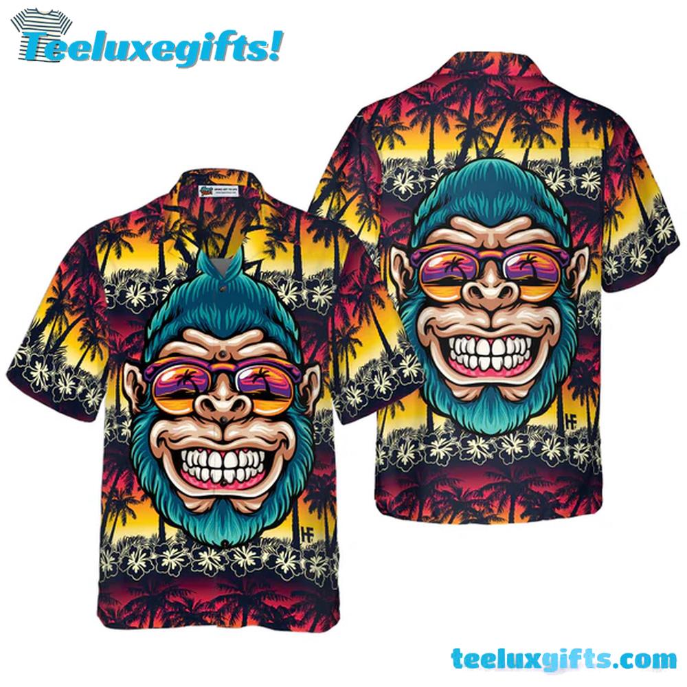 Cool Monkey Head In Paradise Hawaiian Shirt Cool Monkey Head In Paradise Hawaiian Shirt