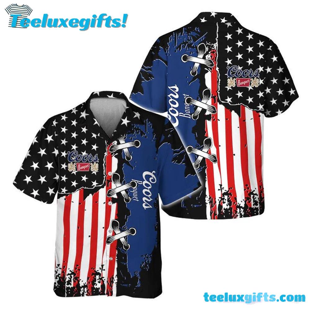 Coors Banquet Patriotic Grunge Flag Hawaiian Shirt Coors Banquet Patriotic Grunge Flag Hawaiian Shirt