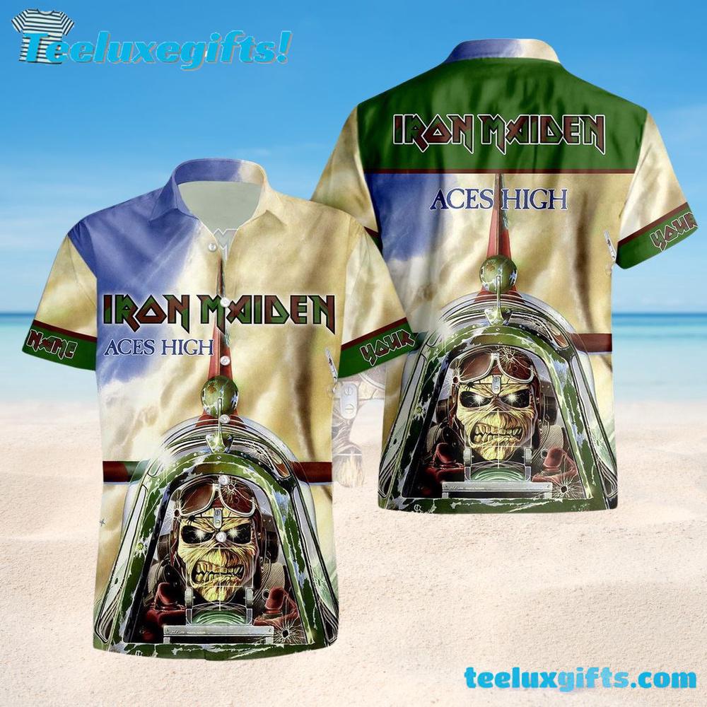 Custom Name Iron Maiden Aces High Summer Aloha Hawaiian Shirt