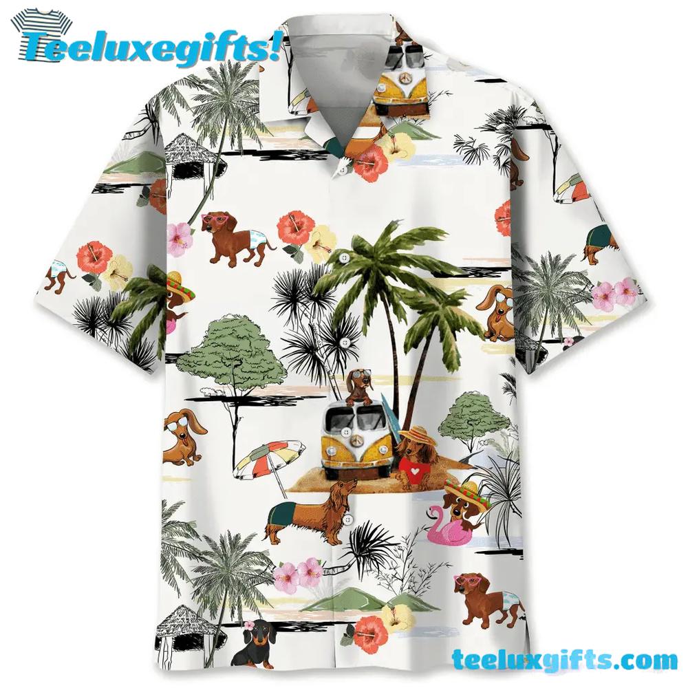 Dachshund Beach Funny Hawaiian Shirt