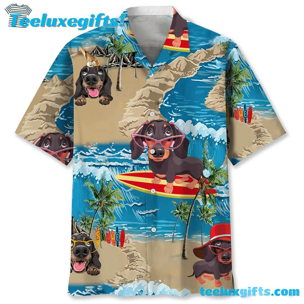 Dachshund Funny Beach Hawaiian Shirt