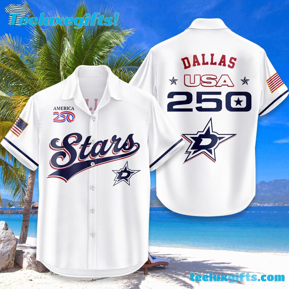 Dallas Stars USA Flag 250 Years Of Freedom Hawaiian Shirt