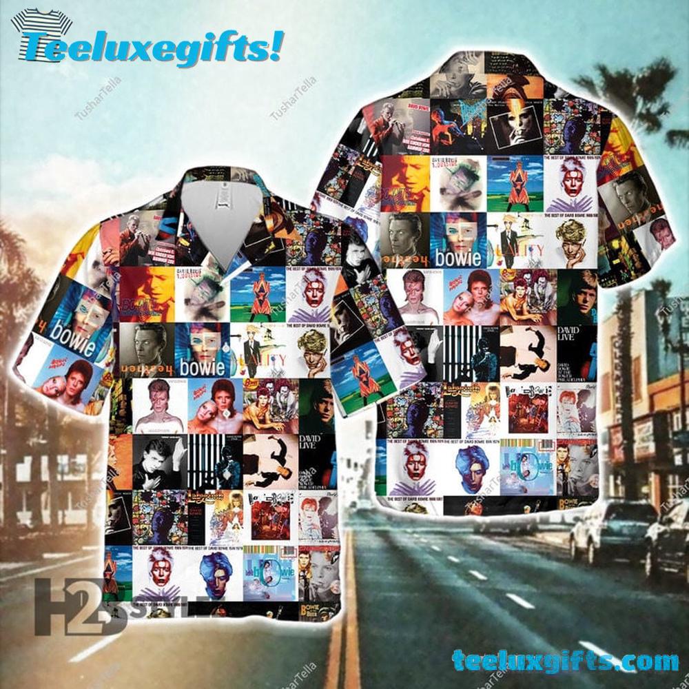 David Bowie Album Collage Summer Aloha Hawaiian Shirt