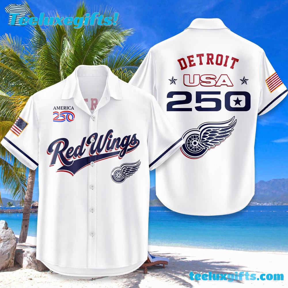 Detroit Red Wings USA Flag 250 Years Of Freedom Hawaiian Shirt