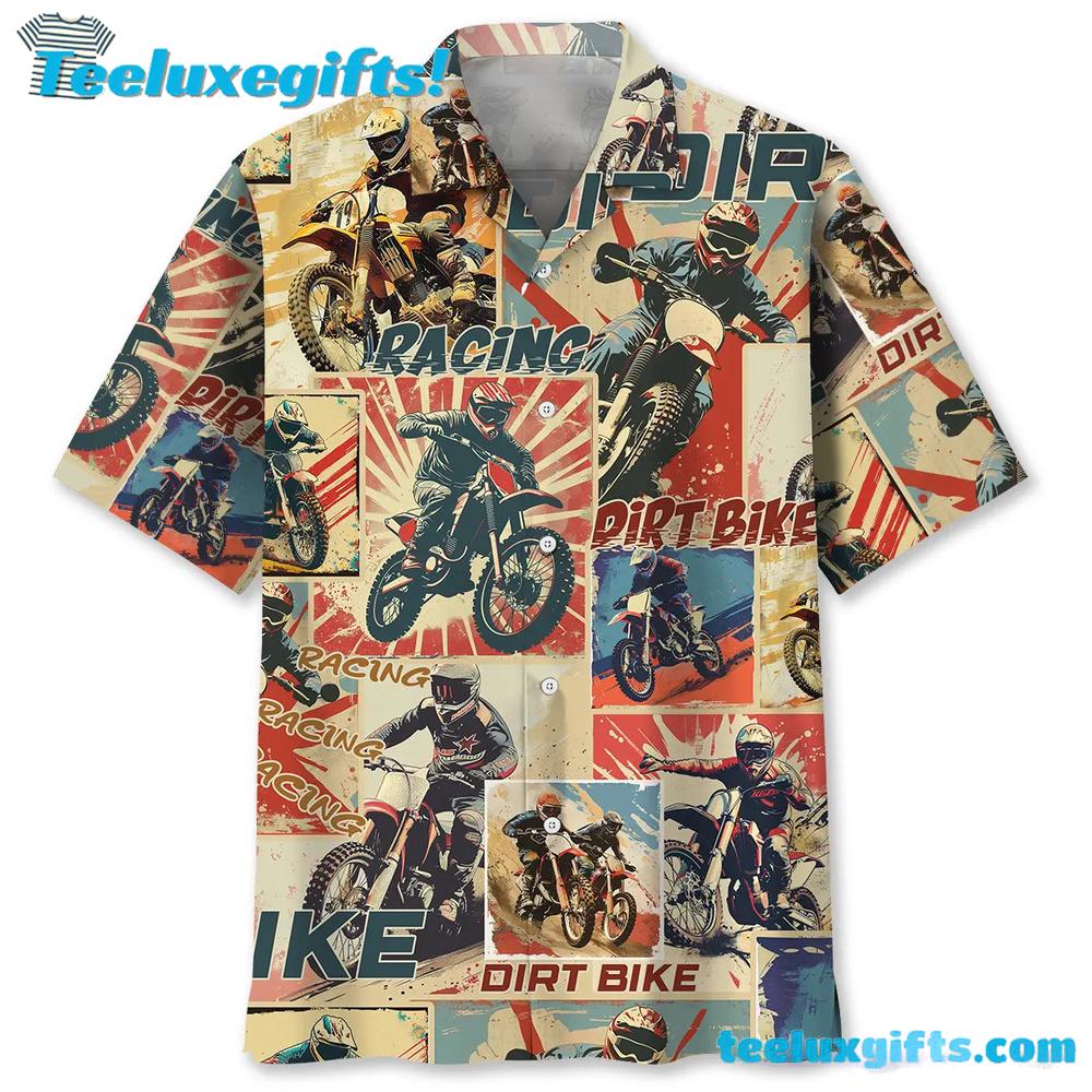 Dirt Bike Retro Magazine Hawaiian Shirt