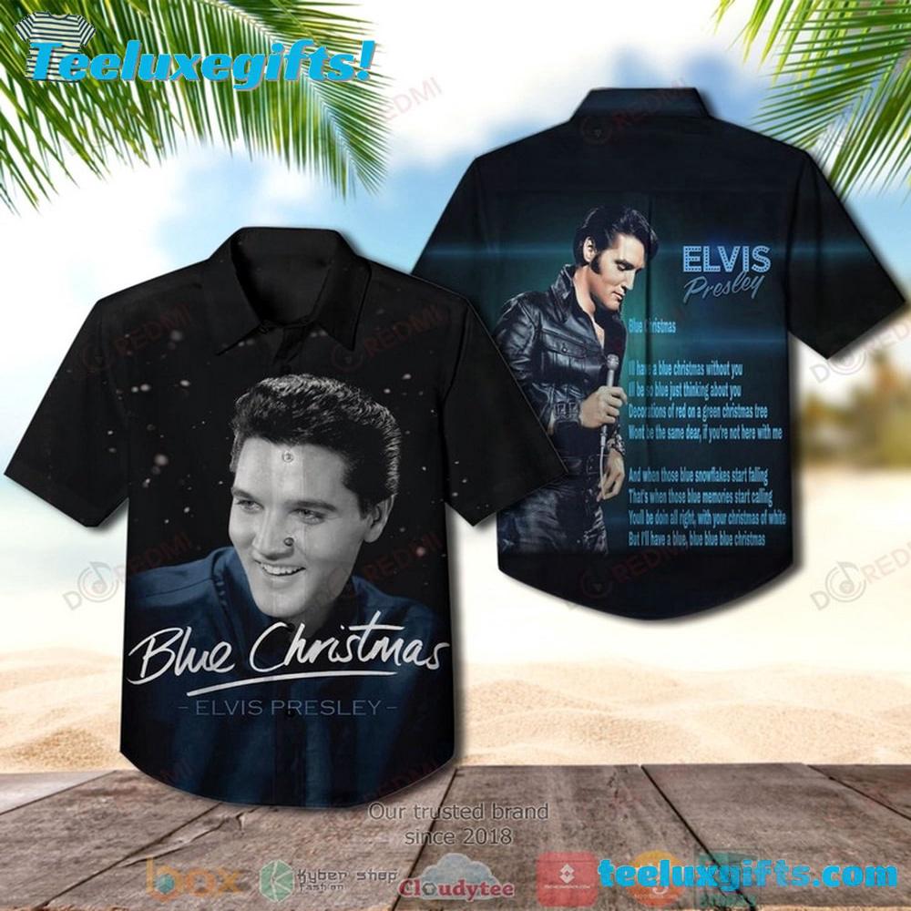 Elvis Presley Blue Christmas Summer Aloha Hawaiian Shirt