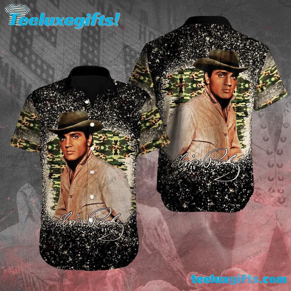 Elvis Presley Blue Suede Cowboy Summer Aloha Hawaiian Shirt