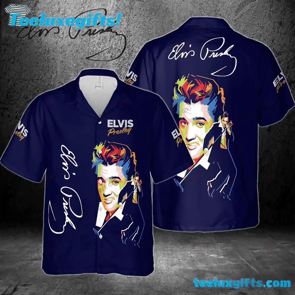 Elvis Presley Blue Suede Pop Art Summer Aloha Hawaiian Shirt