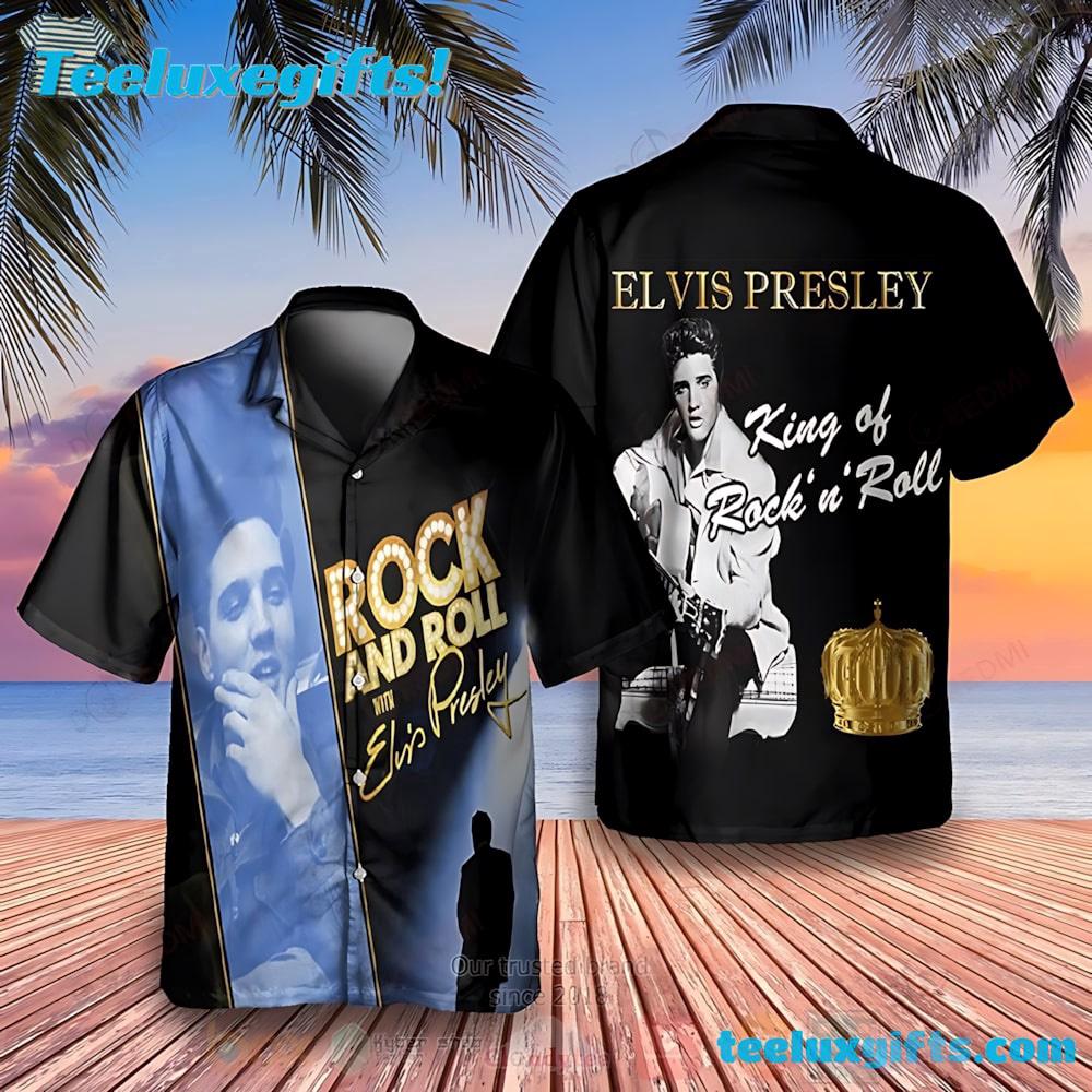 Elvis Presley King Of Rock And Roll Album Summer Aloha Hawaiian Shirt