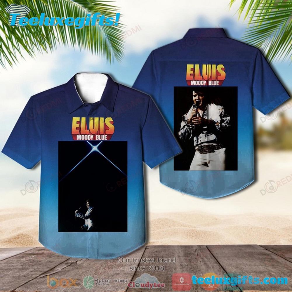 Elvis Presley Moody Blue Short Sleeve Summer Aloha Hawaiian Shirt