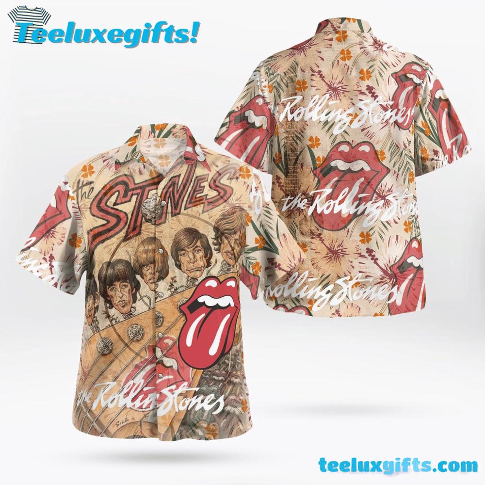 Exclusive Rolling Stones Floral Summer Aloha Hawaiian Shirt