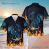 Fire Blue Dragon Hawaiian Shirt