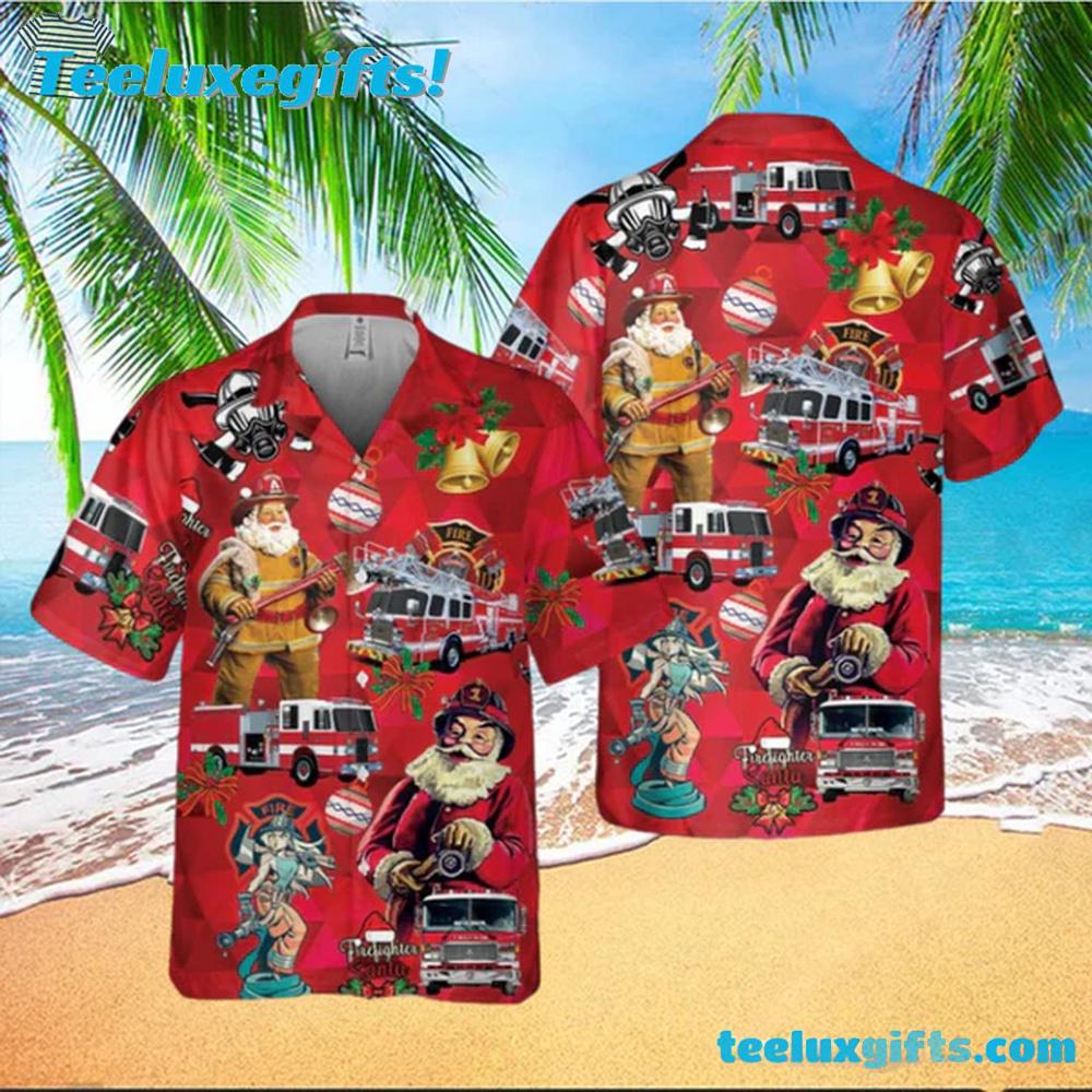 Firefighter Fire Truck Christmas Hawaiian Shirt