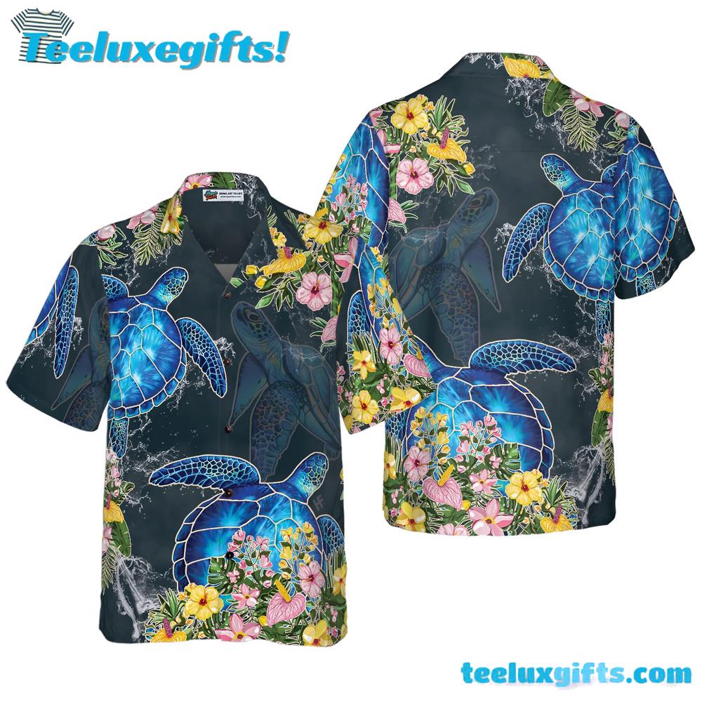 Floral Sea Turtle Hawaiian Shirt