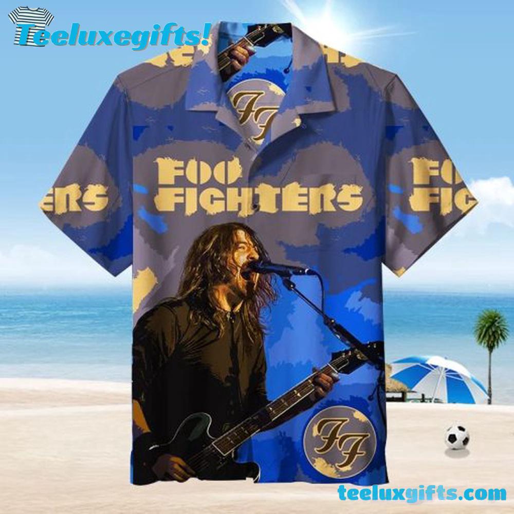 Foo Fighters Blue Performance Hawaiian Shirt