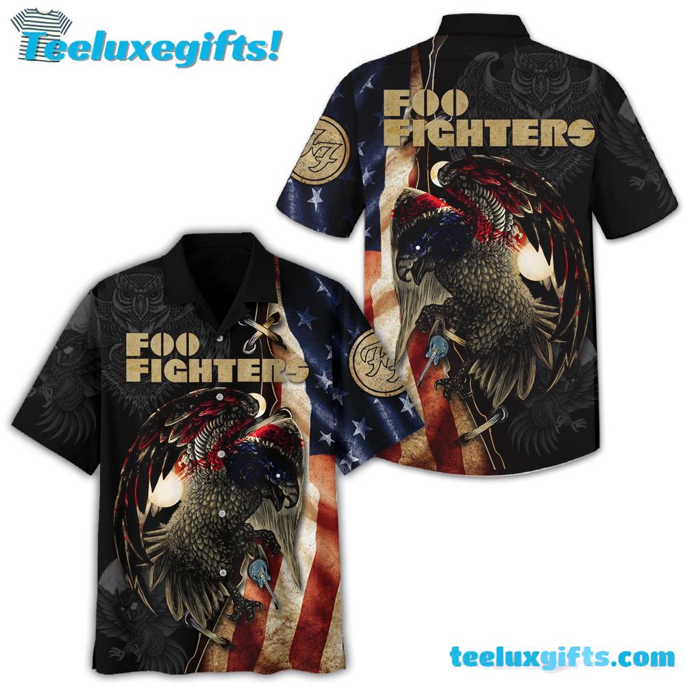 Foo Fighters Eagle & American Flag Summer Aloha Hawaiian Shirt