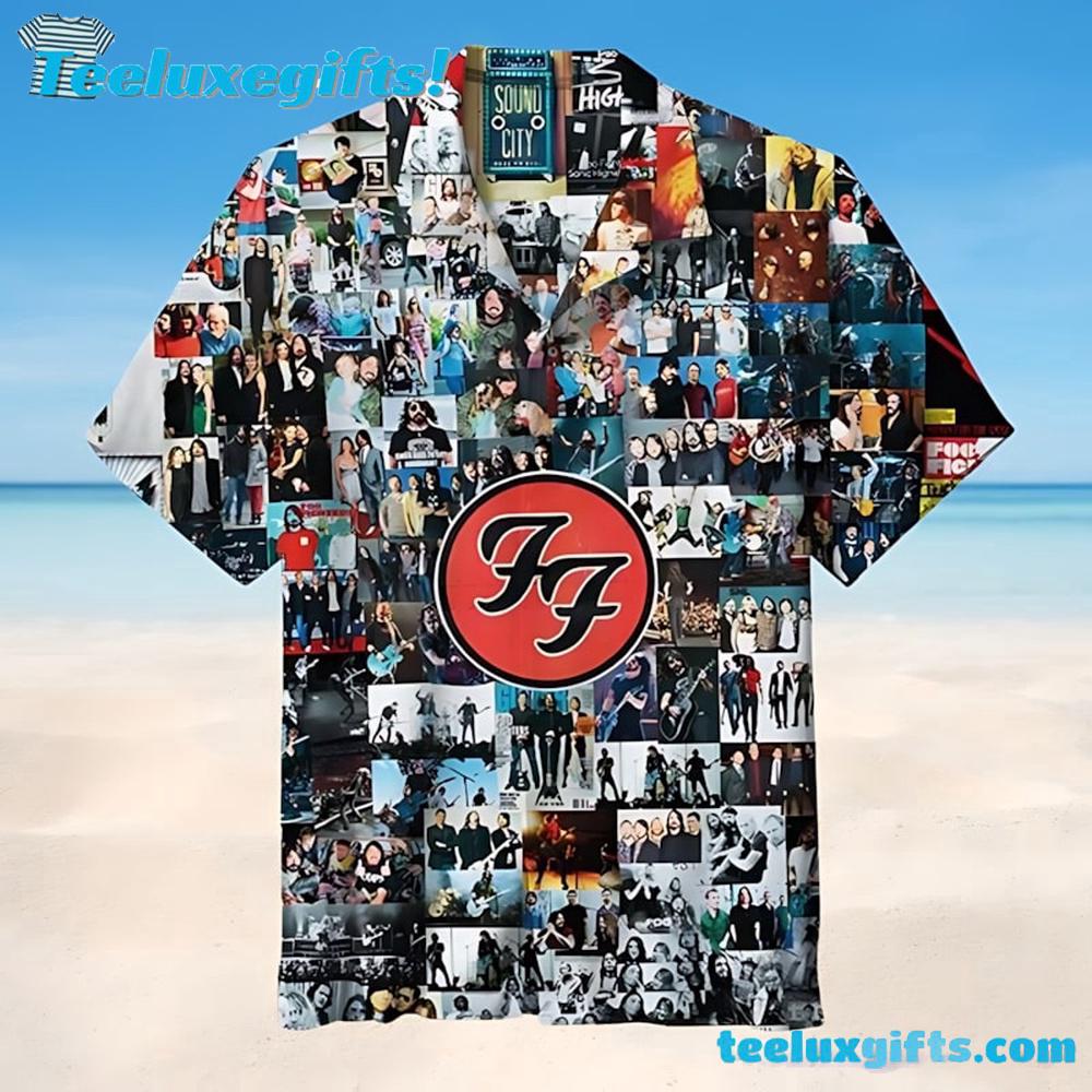 Foo Fighters Memorable Moments Tribute Photo Collage Summer Aloha Hawaiian Shirt