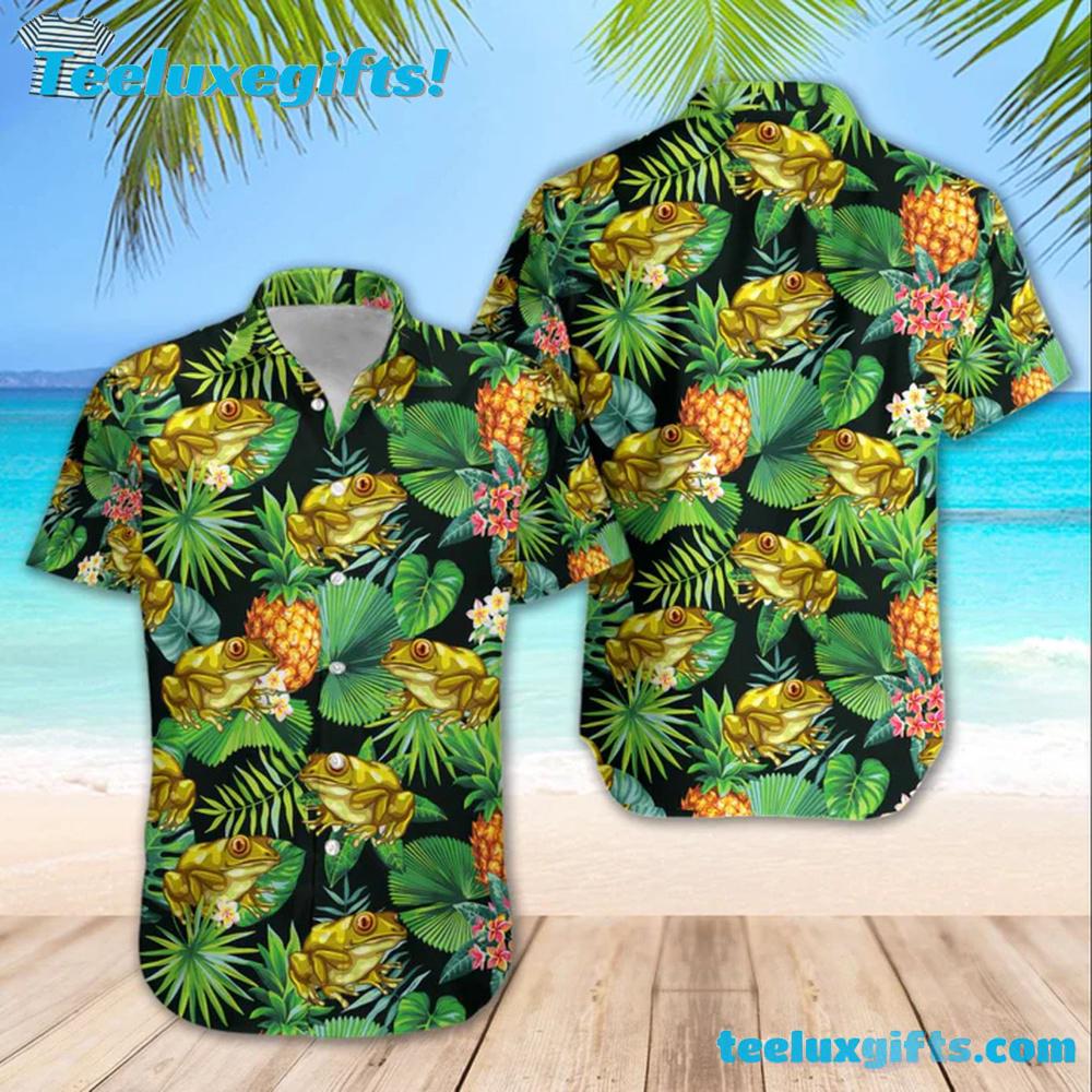 Frog Pineapple Tropical Summer Cool Leaf Hawaiian Shirt Frog Pineapple Tropical Summer Cool Leaf Hawaiian Shirt
