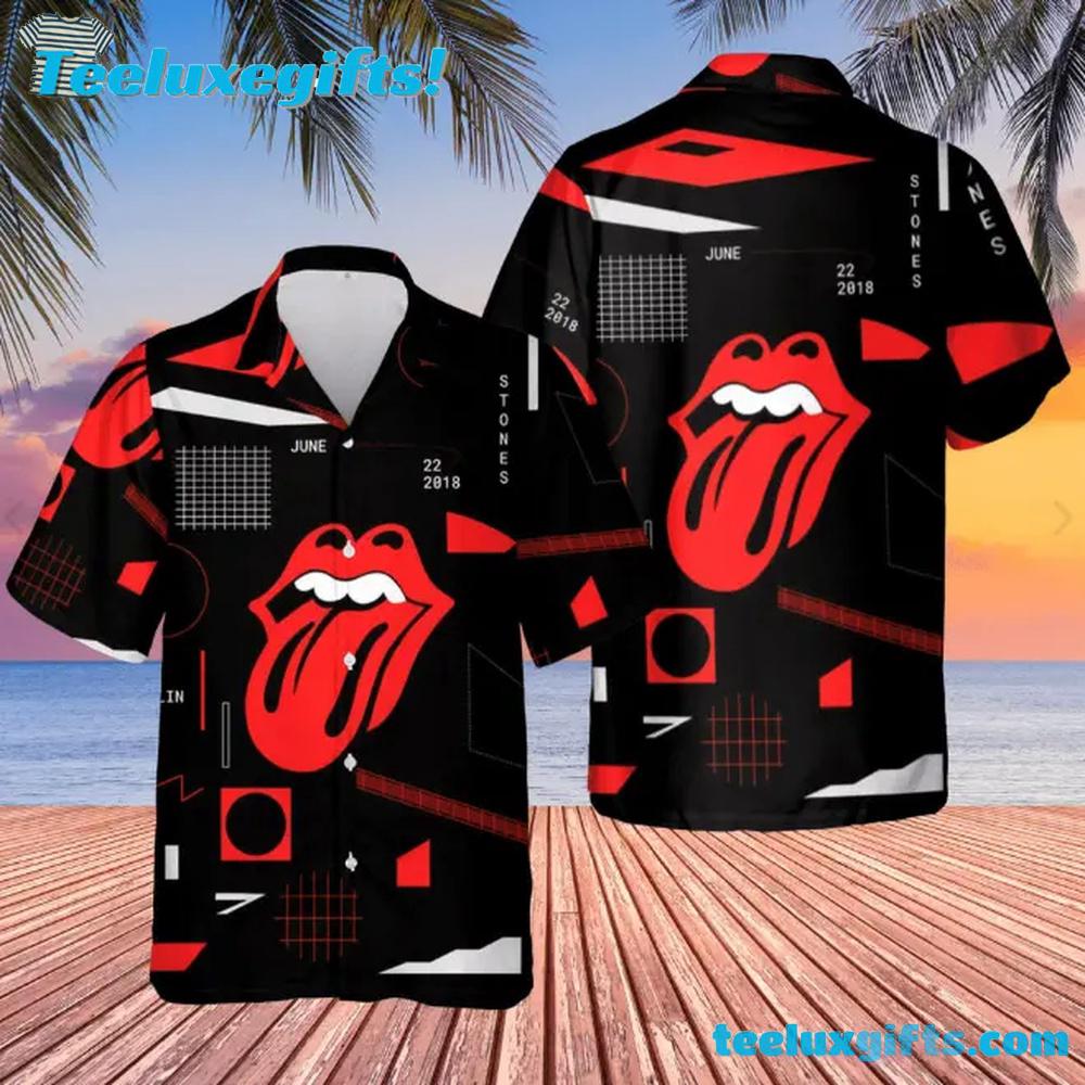 Geometric Rolling Stones Summer Aloha Hawaiian Shirt