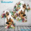 German Shepherd Floral Pattern Hawaiian Shirt
