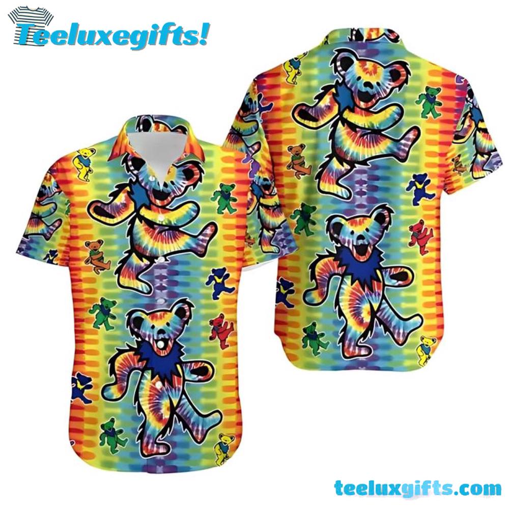 Grateful Dead Bears Tie Dye Hawaiian Shirt