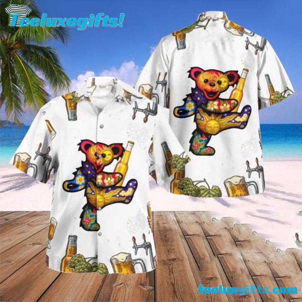 Greatful Dead Band Dancing Bear Beer Hawaiian Shirt