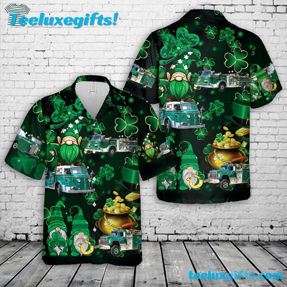 Green Old Fire Trucks Patrick’s Day Hawaiian Shirt