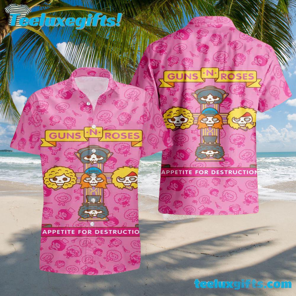 Guns N Roses Appetite For Destruction Chibi Cute Pink Summer Aloha Hawaiian Shirt